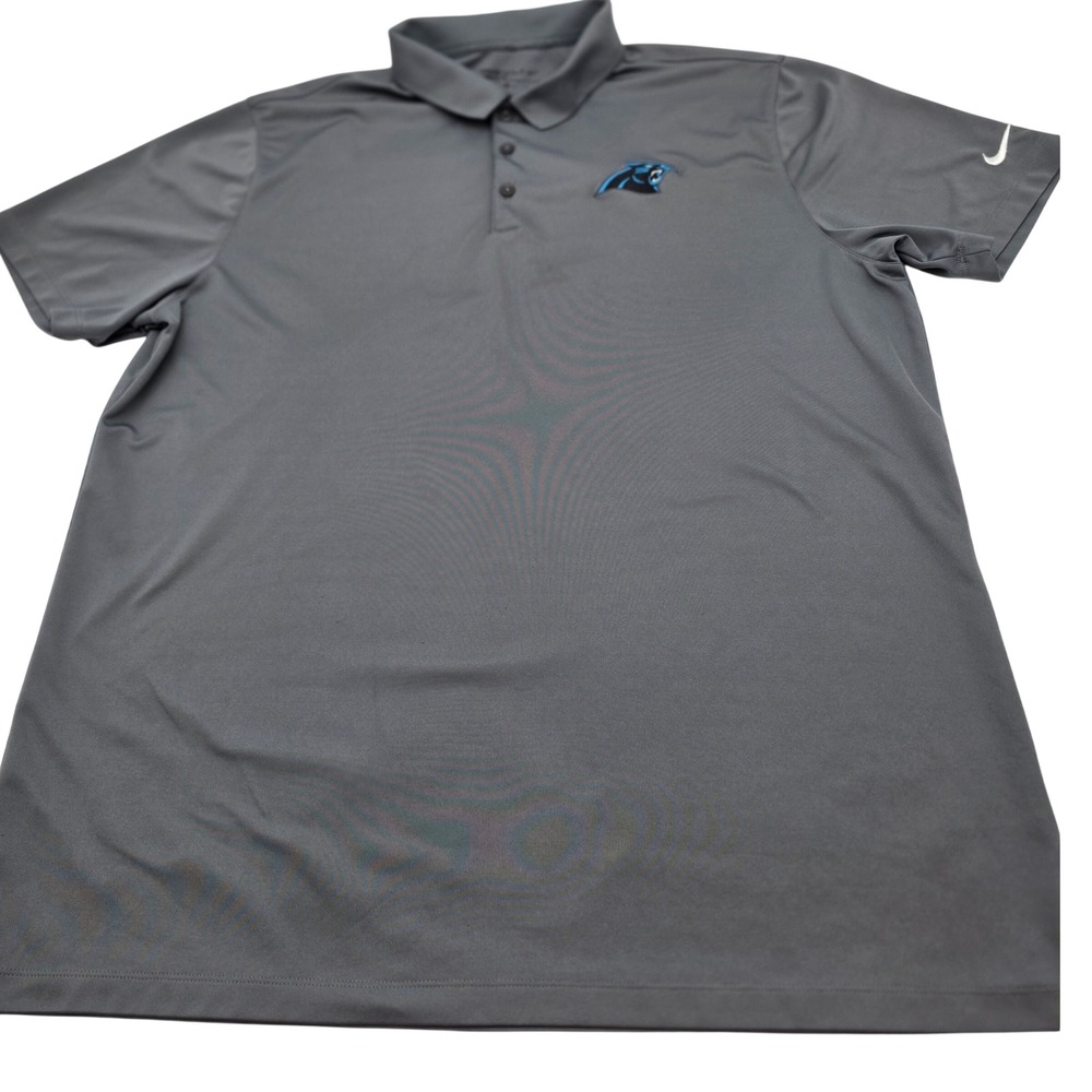 Nike Golf Polo Shirt Mens XL Grey Carolina Panthers NFL Dri-FIT Short Sleeve